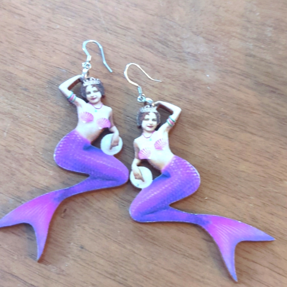 Purple mermaid earrings